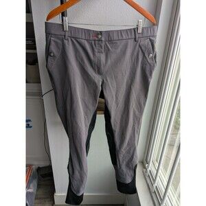 Devon-Aire Womens Full Seat Riding Breeches Grey Black Silicone Grip Size 36